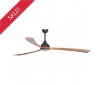 Fanco Sanctuary 3 Blade 92" DC Ceiling Fan with Remote Control in Black with Teak Blades